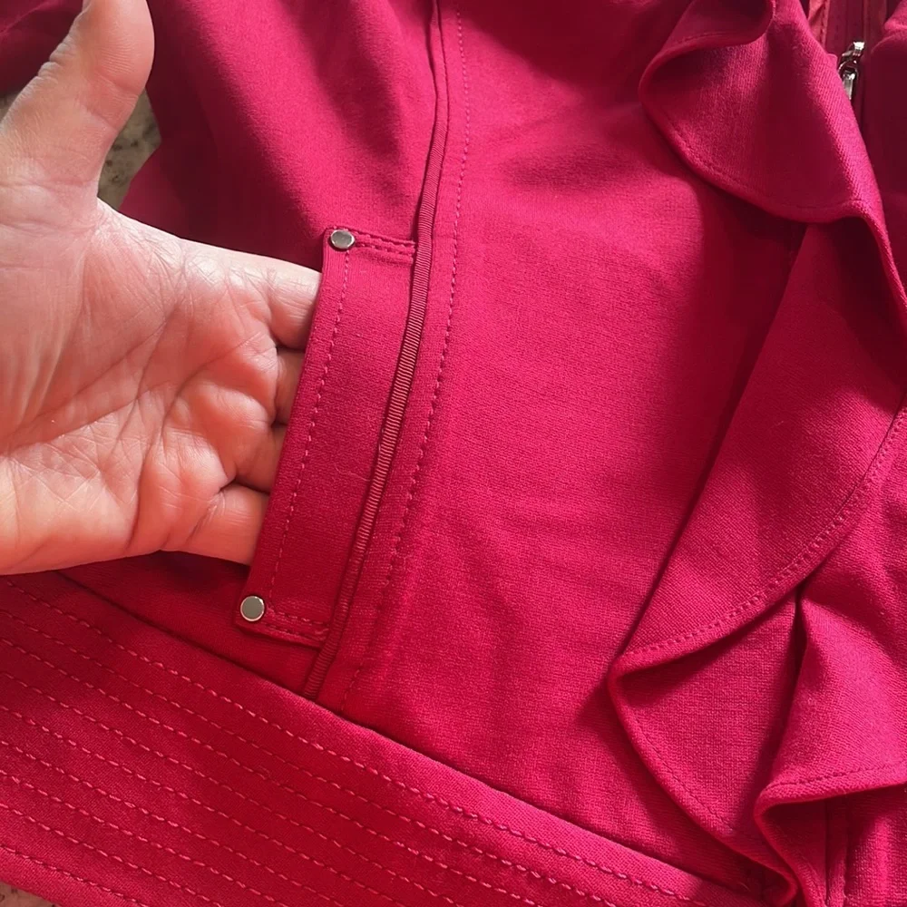 White House Black Market Red Ruffle Jacket - Picture 6 of 8